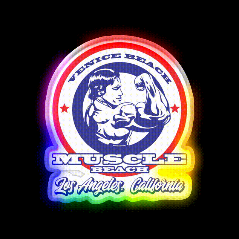 Venice Beach Arnold Schwarzenegger Gym Fitness Led Neon Sign Gym Sign Rgb Color - LED neon sign close-up detail