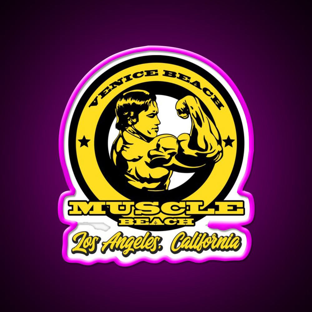 Venice Beach Arnold Schwarzenegger Gym Fitness Led Neon Sign Rgb Color