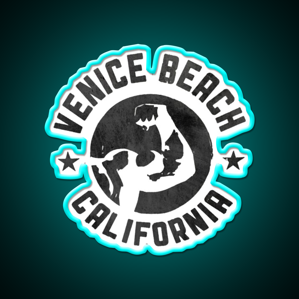 Venice Beach California Gym Fitness Led Neon Sign Rgb Color - Size and dimension reference