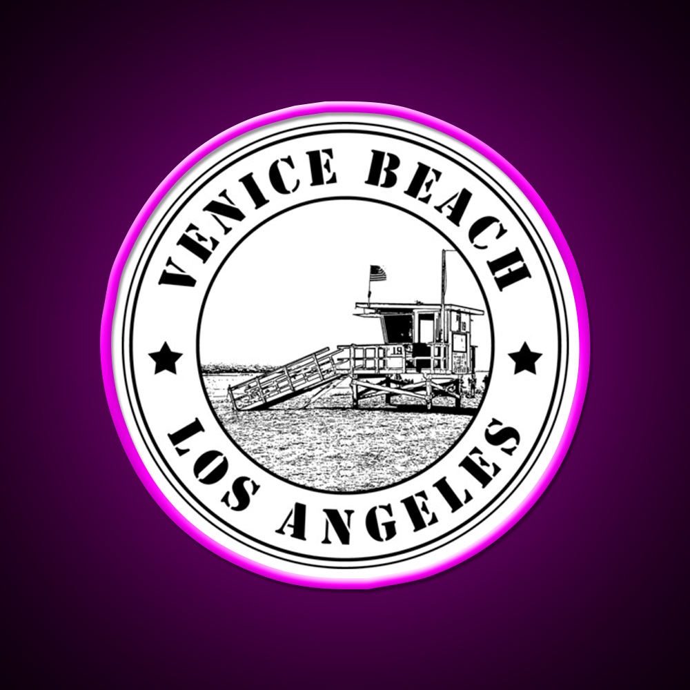 Venice Beach Los Angeles California Usa Baywatch Gym Fitness Led Neon Sign Rgb Color - Neon sign mounted on wall in room