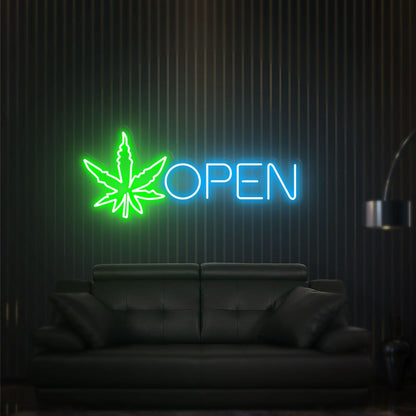 Versatile Open Cannabis Led Neon Sign Wall Art For Chic Home Decor | Shineneon
