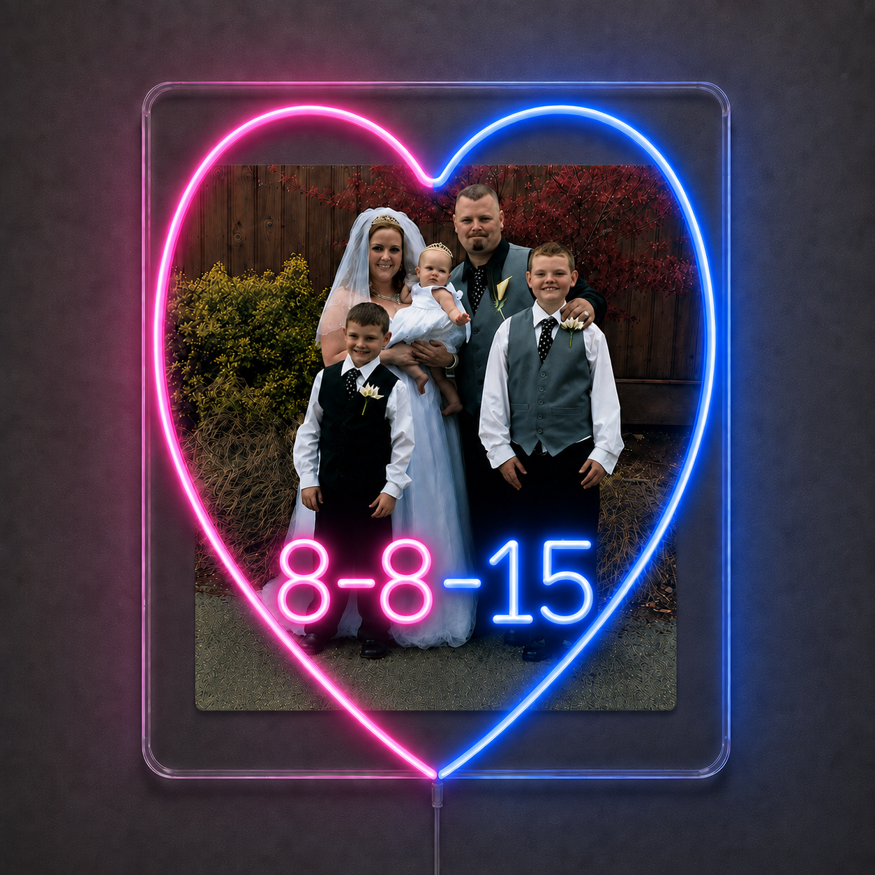 Family Photo Heart LED Neon Sign