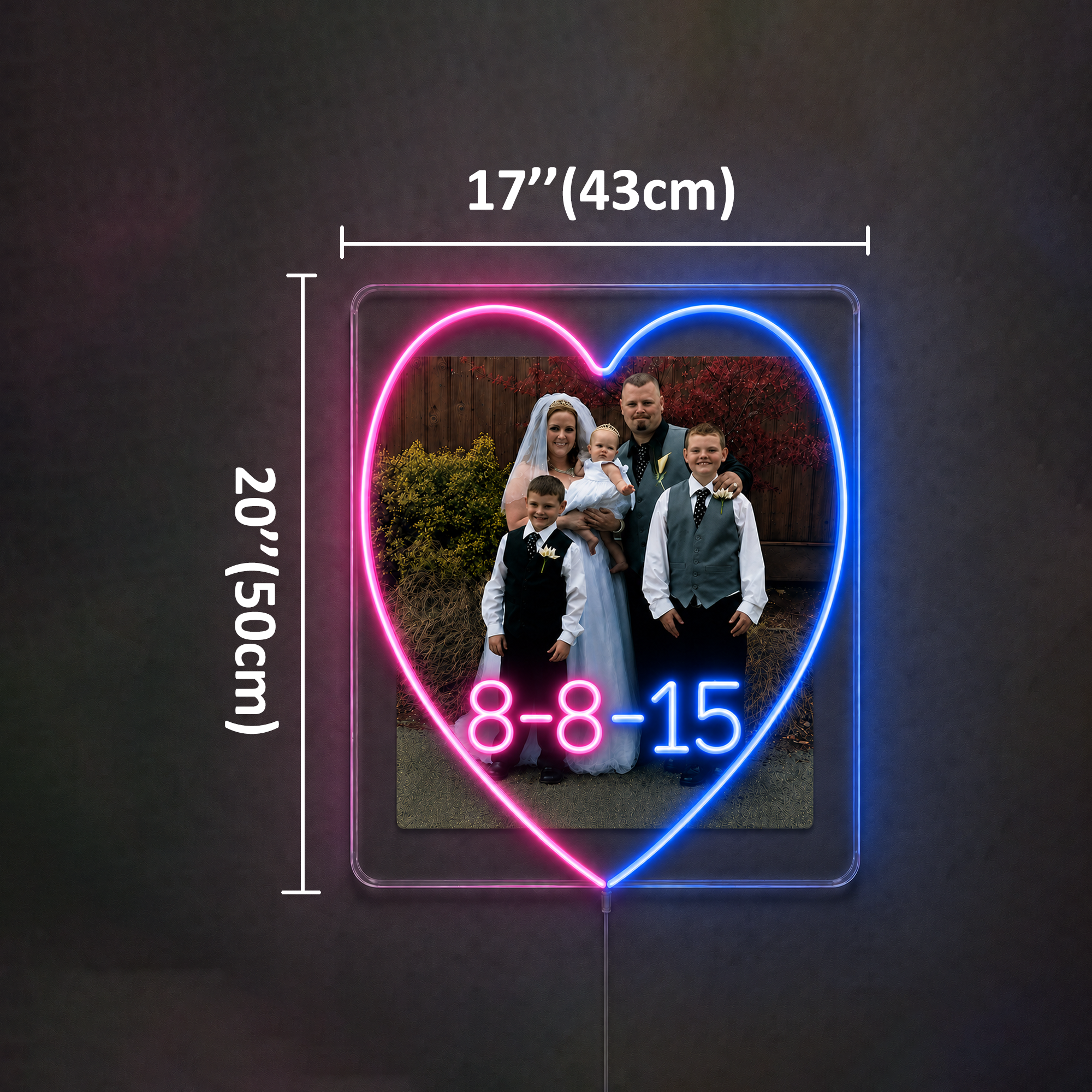 Family Photo Heart LED Neon Sign