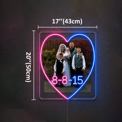 Family Photo Heart LED Neon Sign