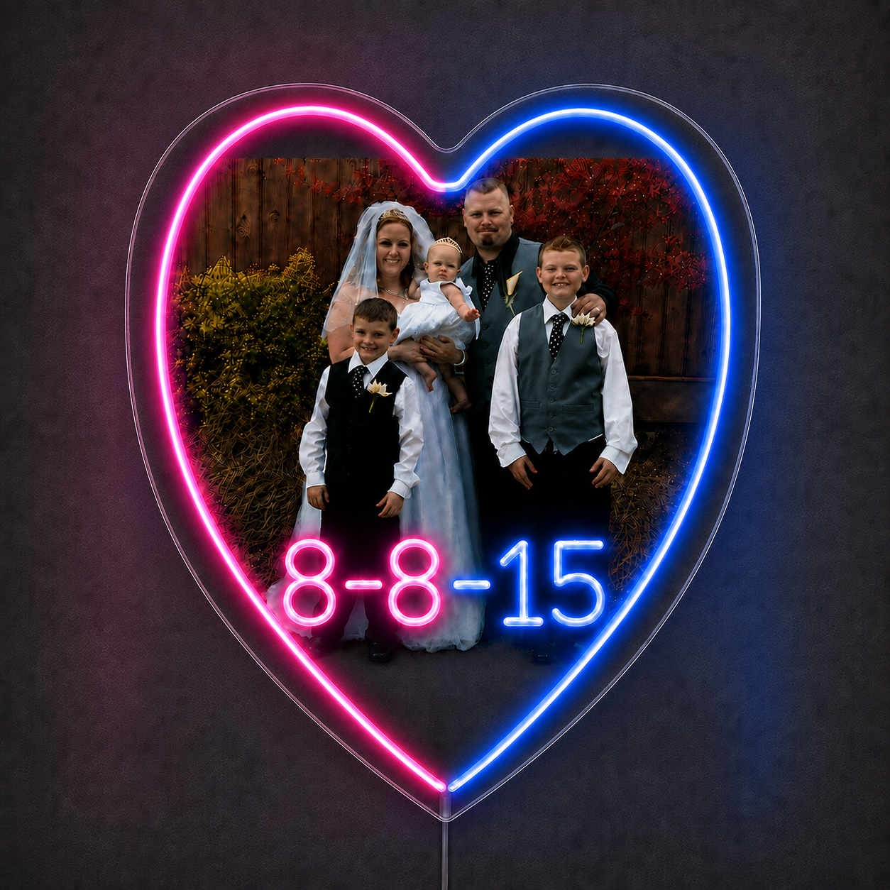 Family Photo Heart LED Neon Sign