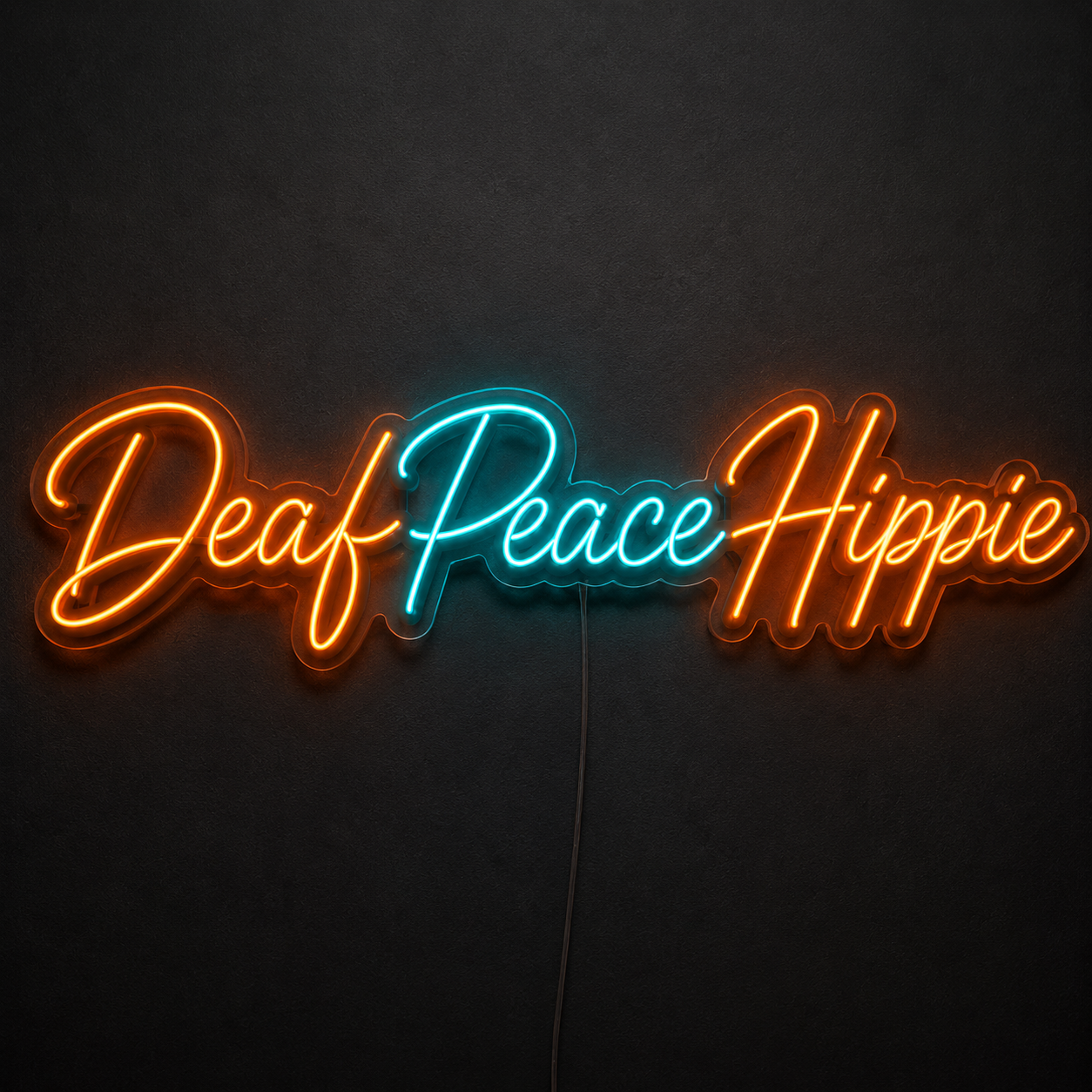 Deaf Peace Hippie Custom LED Neon Sign