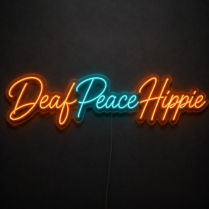 Deaf Peace Hippie Custom LED Neon Sign