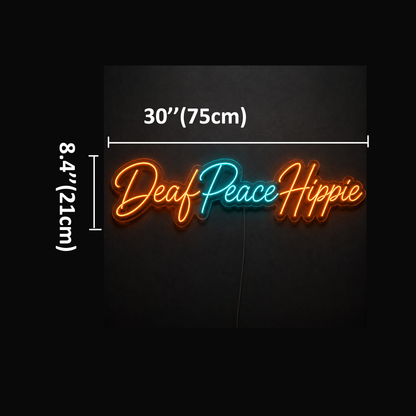 Deaf Peace Hippie Custom LED Neon Sign