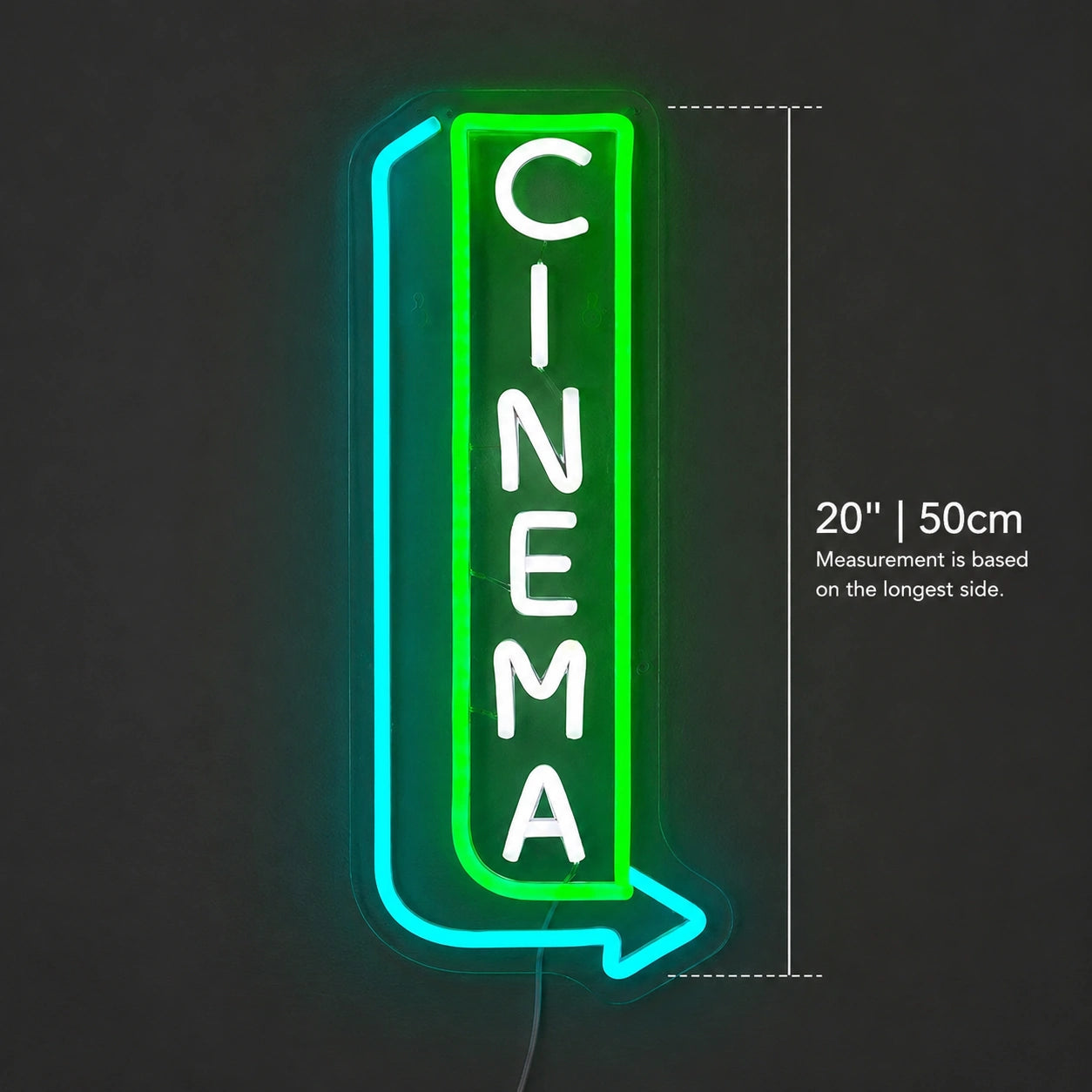 Vertical Cinema Arrow Neon Sign LED Neon Sign size image