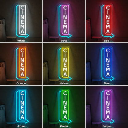Vertical Cinema Arrow Neon Sign LED Neon Sign color grid