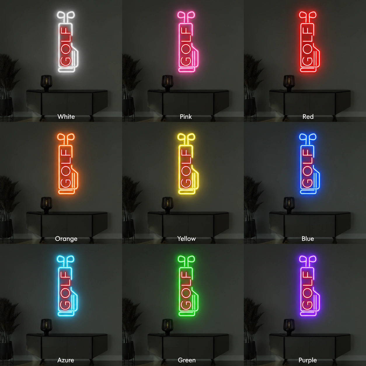 Vertical Golf Neon Sign LED Neon Sign color grid