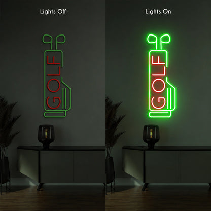 Vertical Golf Neon Sign LED Neon Sign day and night comparison