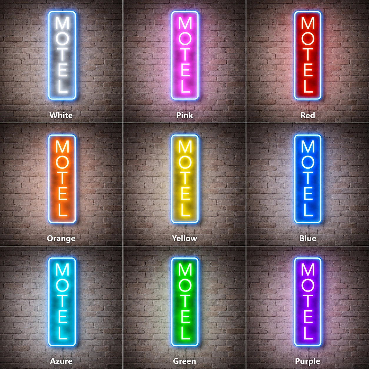 Vertical Motel Wall Neon Sign LED Neon Sign color grid