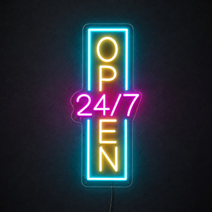 Vertical Open 24 Seven Neon Sign LED Neon Sign high-converting product image