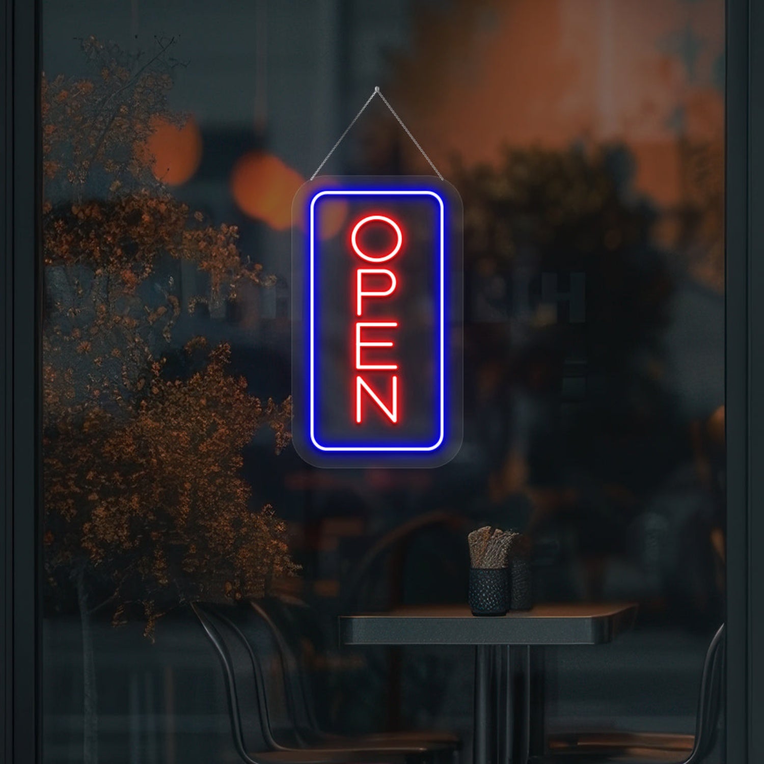 Vertical Open Led Neon Sign Blue-Red | Shineneon