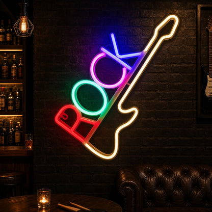 Vertical Rock Text Electric Guitar LED Neon Sign high-converting product image