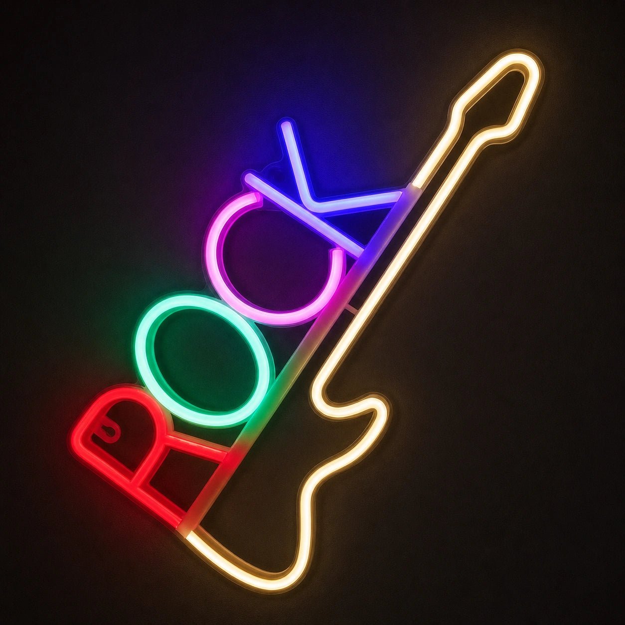 Vertical Rock Text Electric Guitar LED Neon Sign - Shineneon