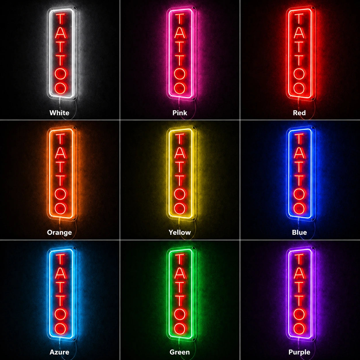Vertical Tattoo Neon Sign LED Neon Sign color grid