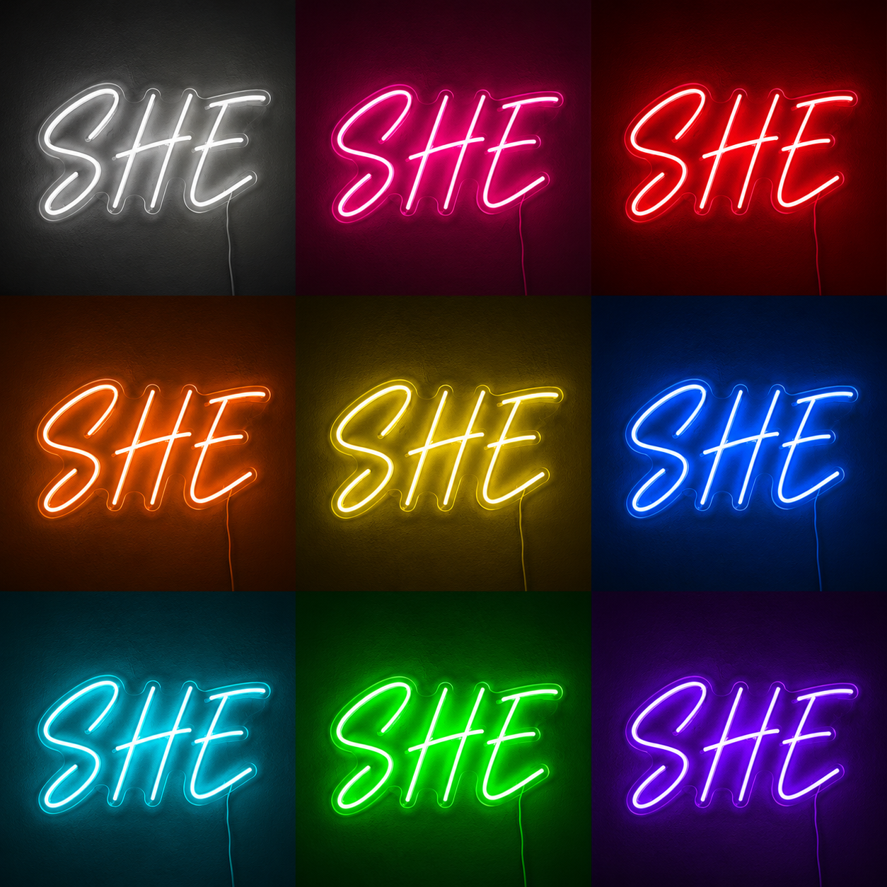 Vertical Wall Decor LED Neon Sign color grid