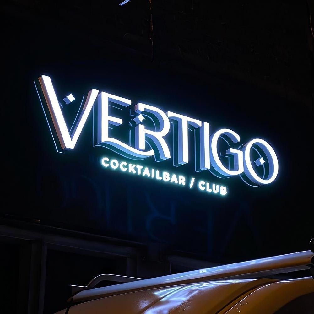 Vertigo Club 3D Frontlit Letters Metal Led Sign - Shineneon