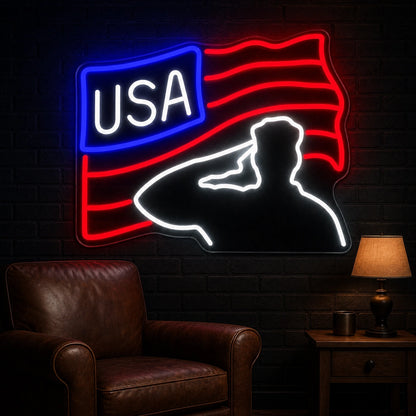 Veterans Day USA Flag LED Neon Sign high-converting product image