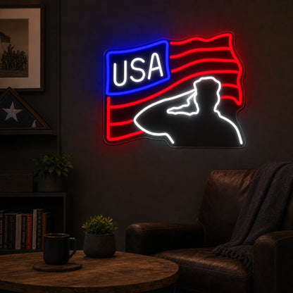 Veterans Day USA Flag LED Neon Sign real lifestyle scene