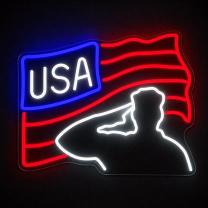 Veterans Day USA Flag LED Neon Sign main product image