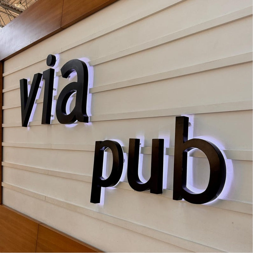 Via Pub 3D Backlit Channel Letters Led Light Sign