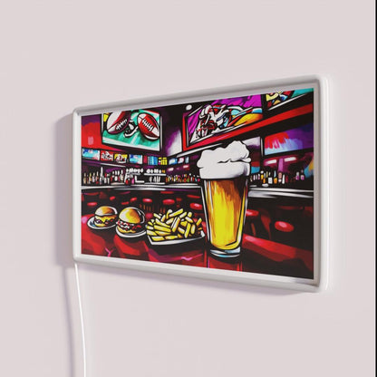 Vibrant Bar Scene With Beer Burgers And Fries Rgb Led Neon Sign - Shineneon