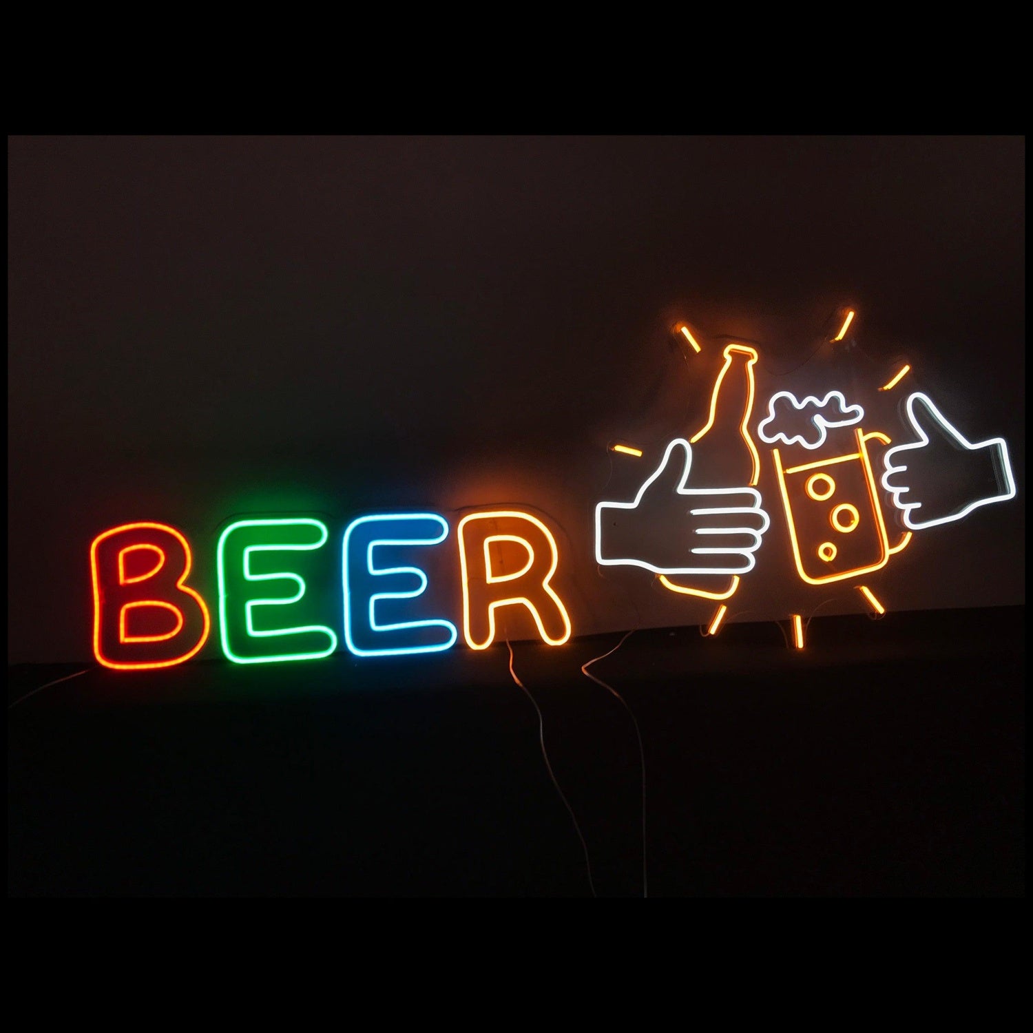 Vibrant Beer Bottle Mug Thumbs-Up Led Neon Sign Bar Wall Art | Shineneon