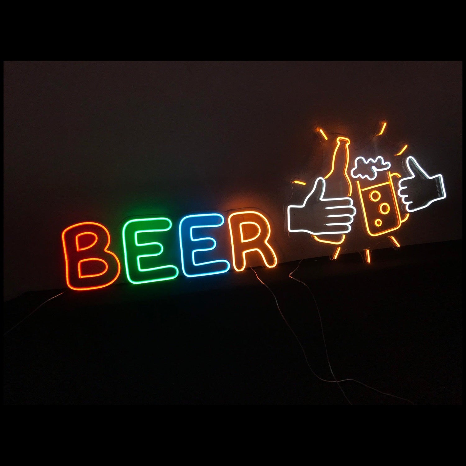 Vibrant Beer Bottle Mug Thumbs-Up Led Neon Sign Bar Wall Art | Shineneon