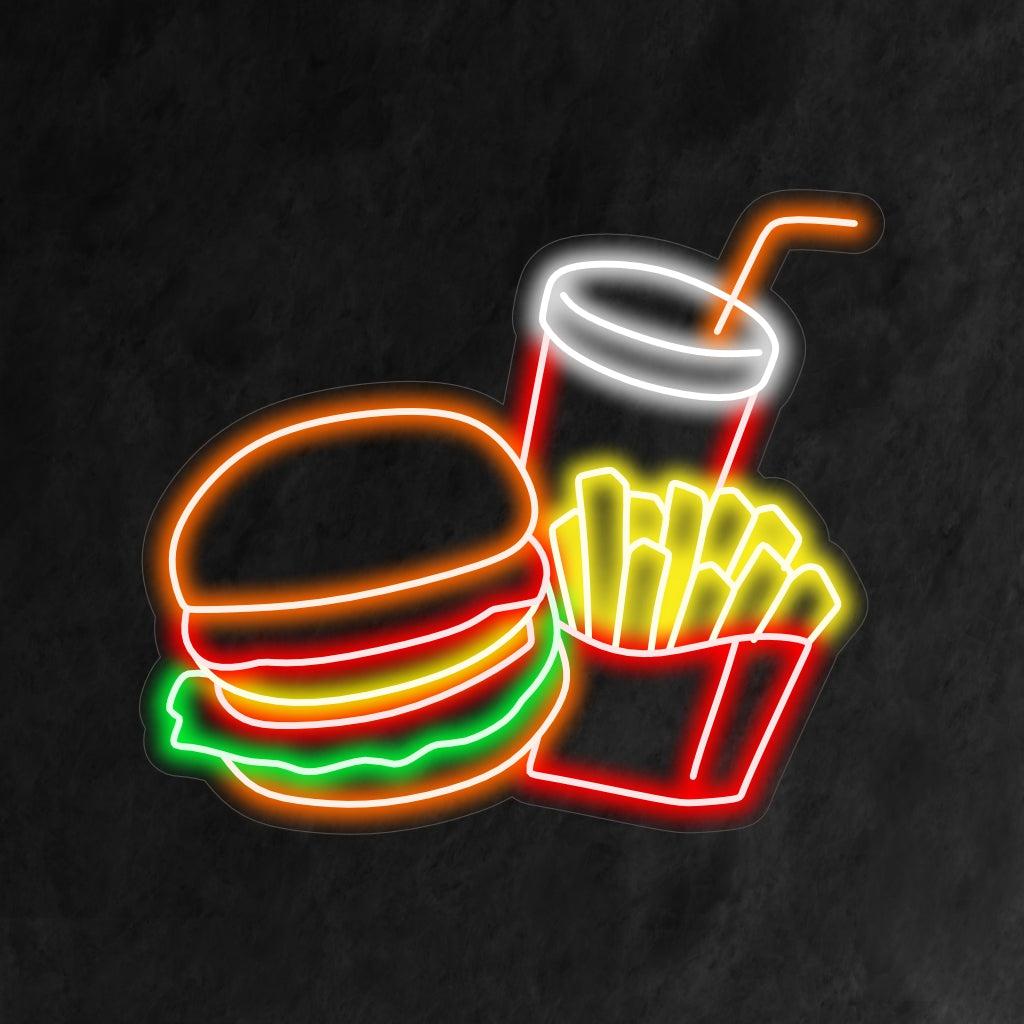 Vibrant Burger Fries Coke Led Neon Sign For Fast Food Shop Decor | Shineneon
