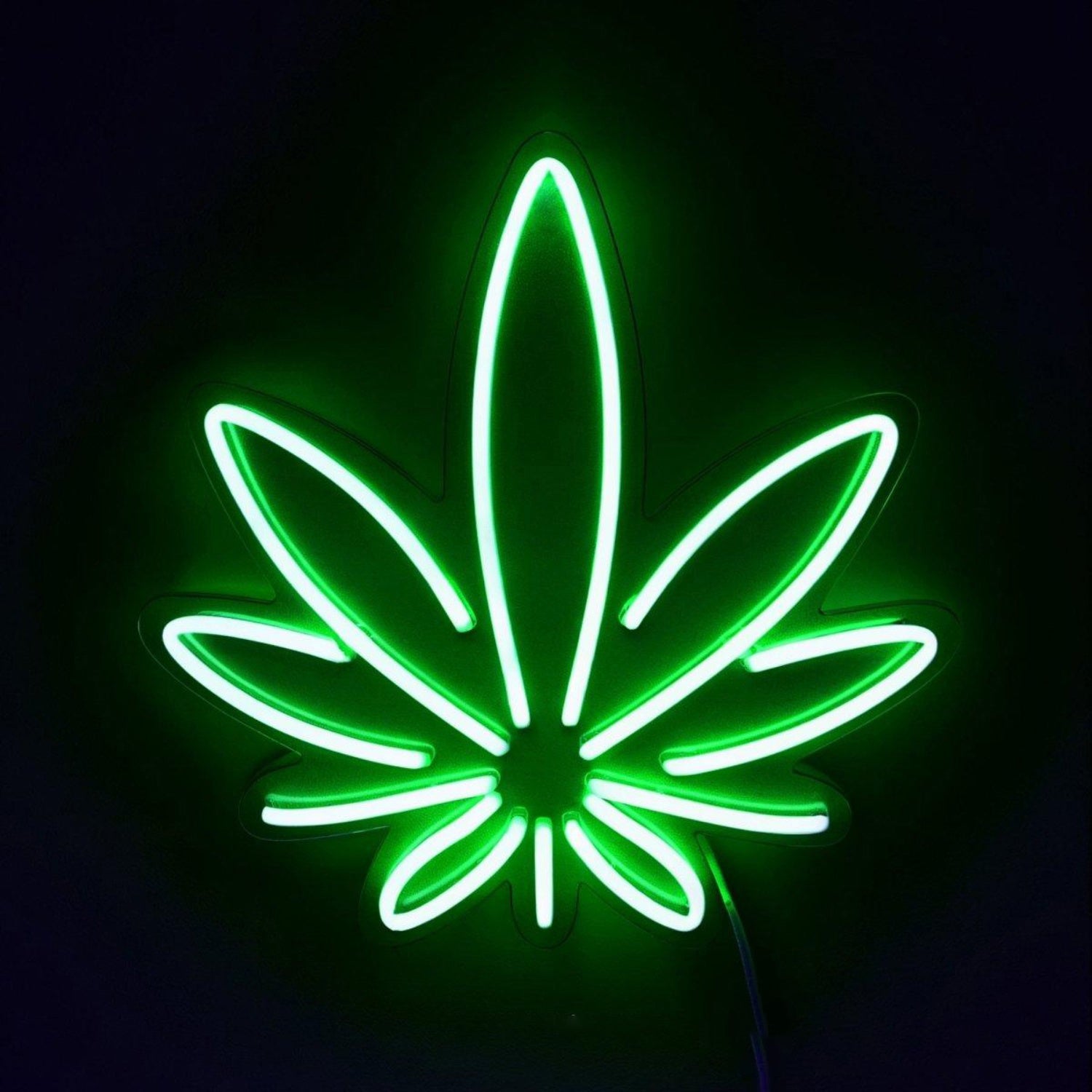 Vibrant Green Cannabis Leaf Led Neon Sign For Themed Bars And Indoor Decor | Shineneon