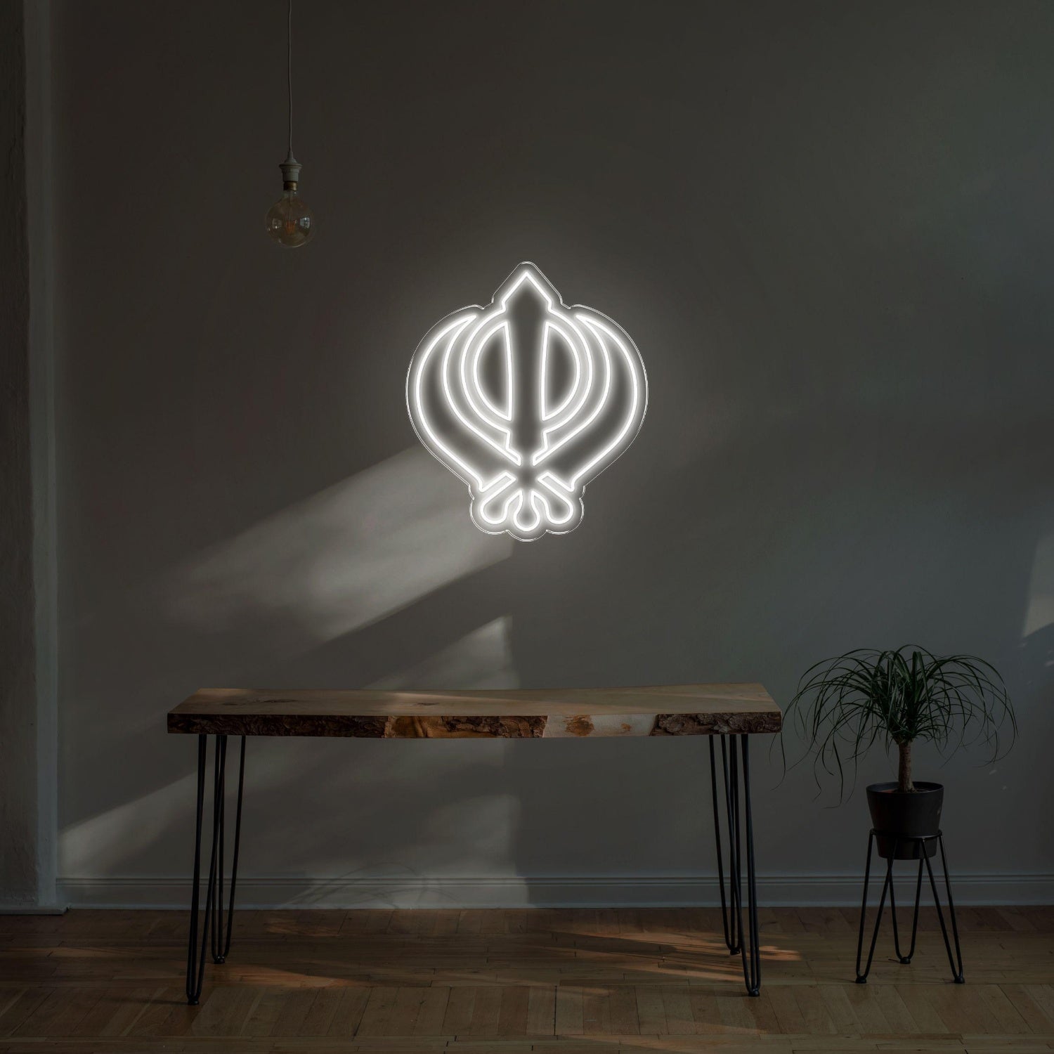 Vibrant Green Sikh Khanda Symbol Led Neon Sign For Home Temple Decor | Shineneon
