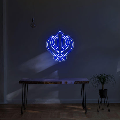 Vibrant Green Sikh Khanda Symbol Led Neon Sign For Home Temple Decor | Shineneon