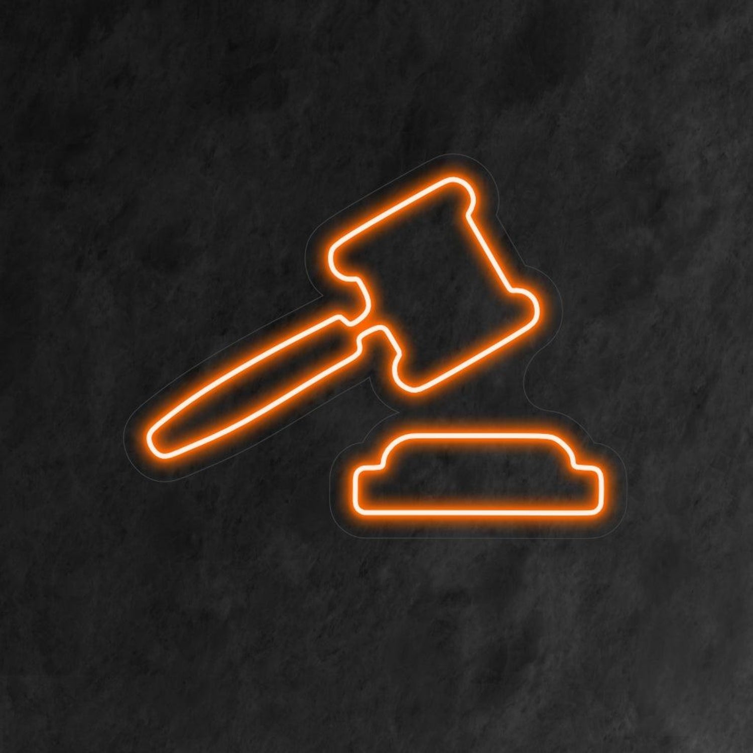 Vibrant Orange-Yellow Gavel Of Justice Led Neon Sign For Law Office Decor | Shineneon
