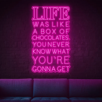 Vibrant Pink Retro Life Like A Box Of Chocolates Led Neon Sign For Home Decor | Shineneon