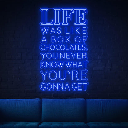 Vibrant Pink Retro Life Like A Box Of Chocolates Led Neon Sign For Home Decor | Shineneon