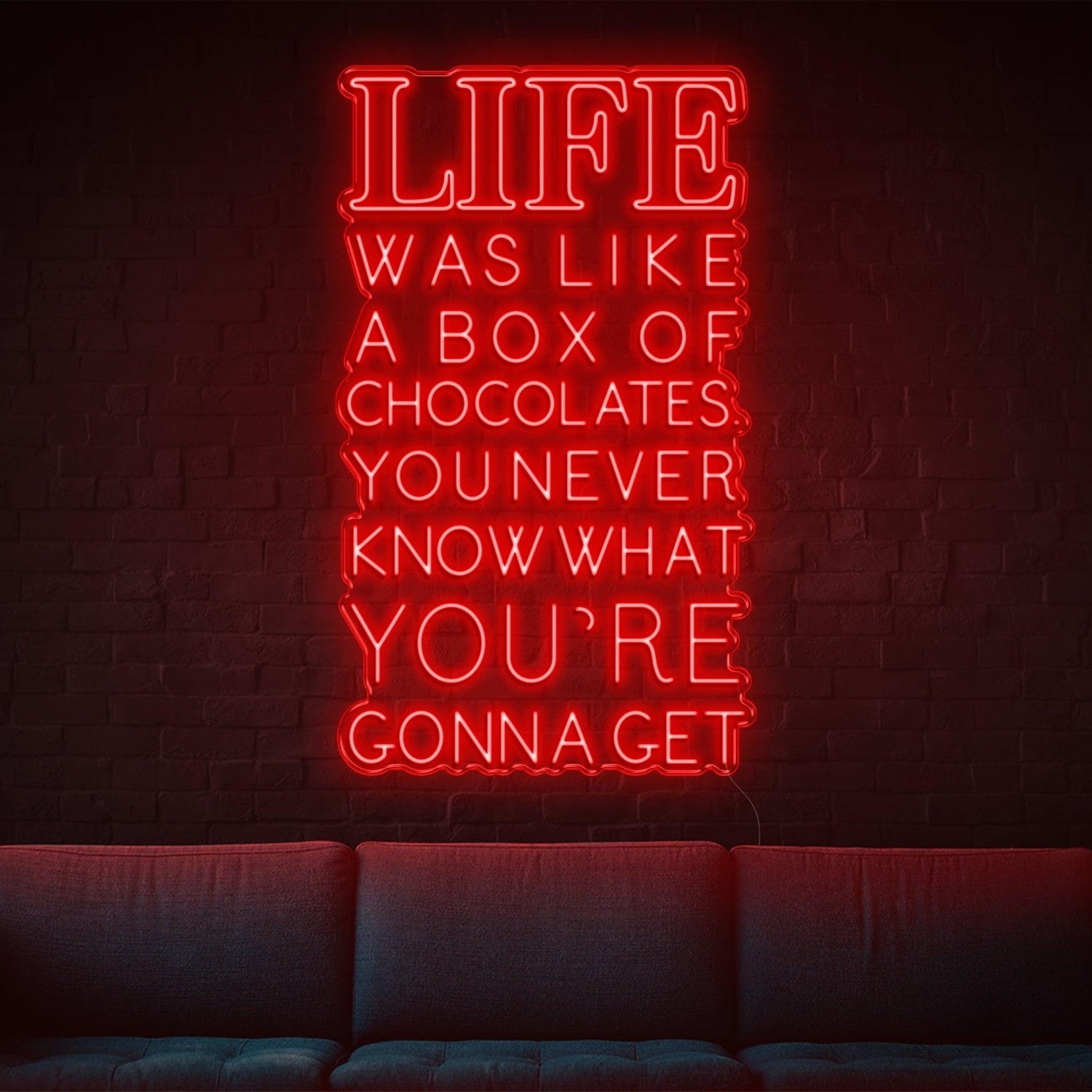 Vibrant Pink Retro Life Like A Box Of Chocolates Led Neon Sign For Home Decor | Shineneon