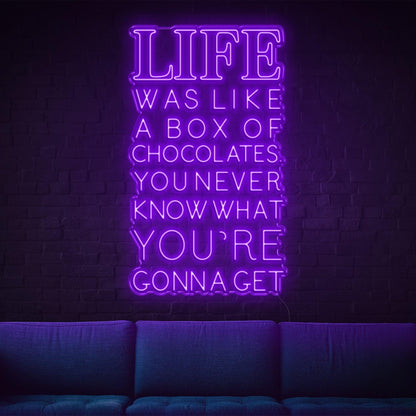 Vibrant Pink Retro Life Like A Box Of Chocolates Led Neon Sign For Home Decor | Shineneon