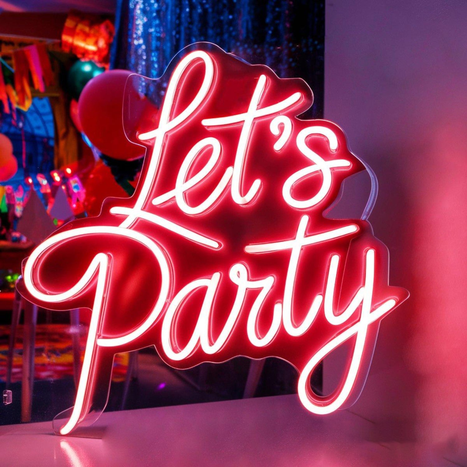 Vibrant Red Lets Party Led Neon Sign For Indoor Celebrations | Shineneon