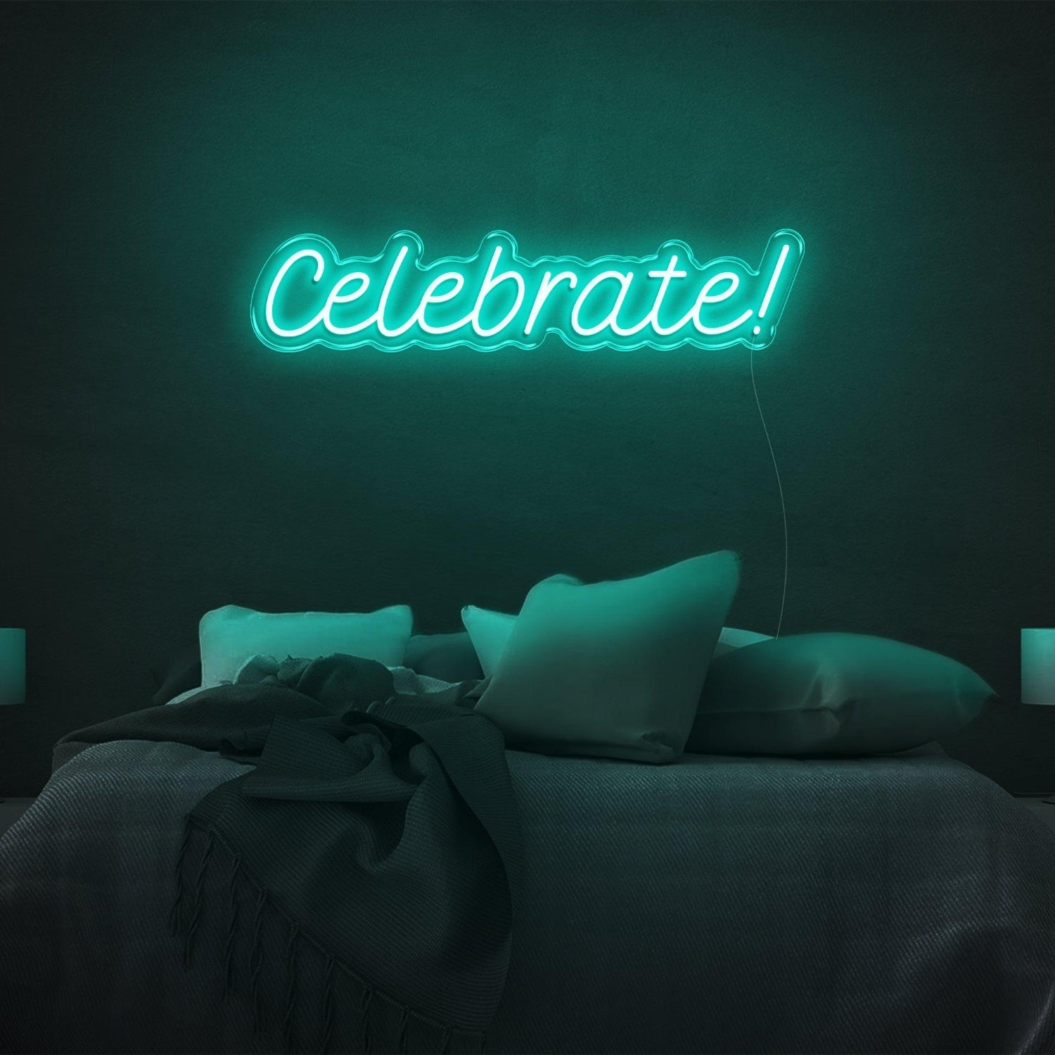 Vibrant Teal Celebration Led Neon Sign For Bedroom Decor And Party Ambiance | Shineneon