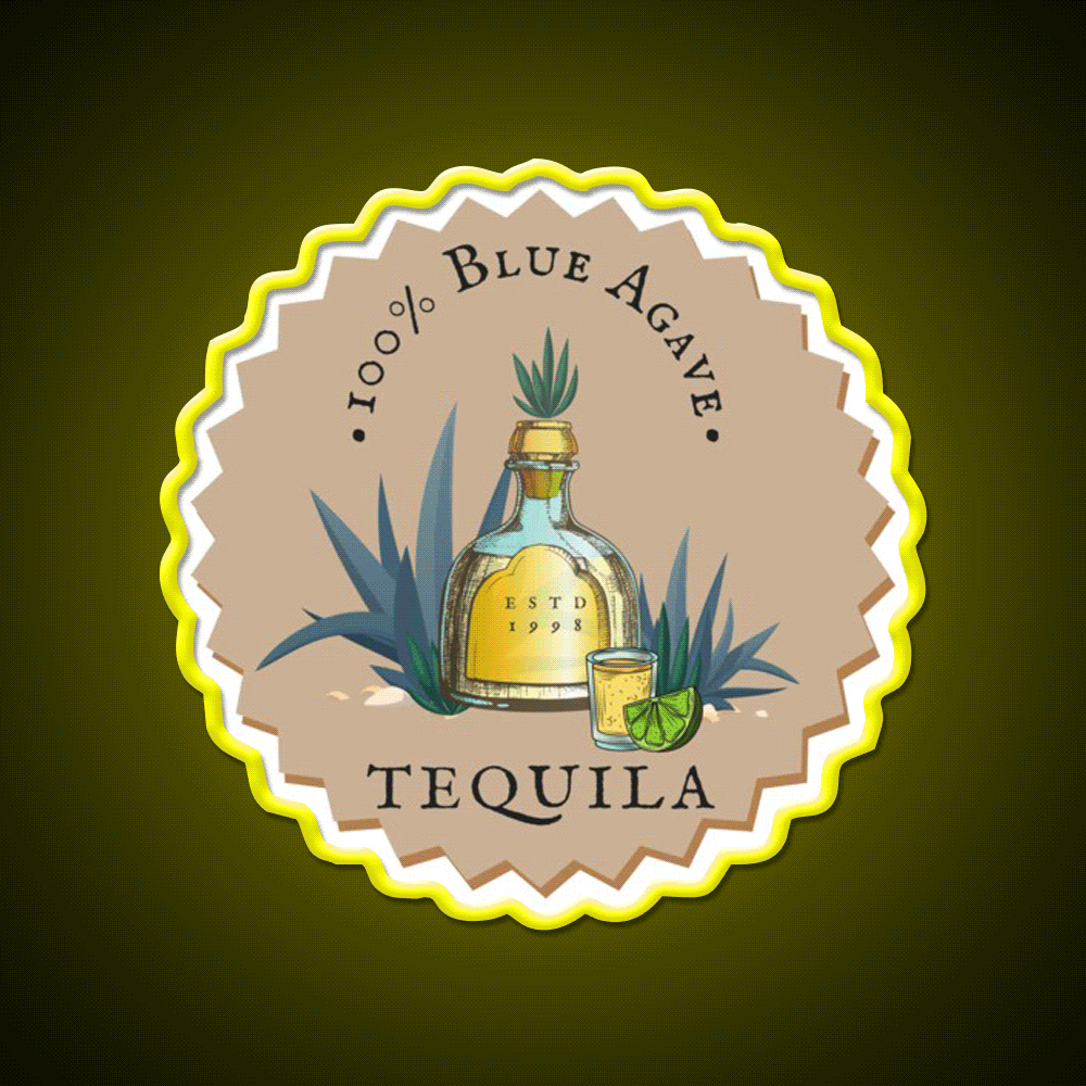 Vibrant Tequila Party Drink Tequila Led Neon Sign Rgb Color - Custom LED neon sign front view