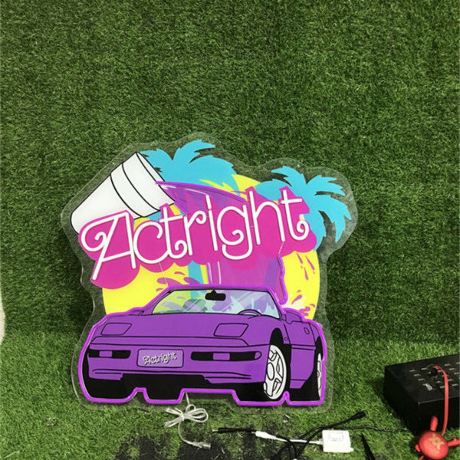 Vibrant Uv Actright With Car Led Neon Sign | Shineneon