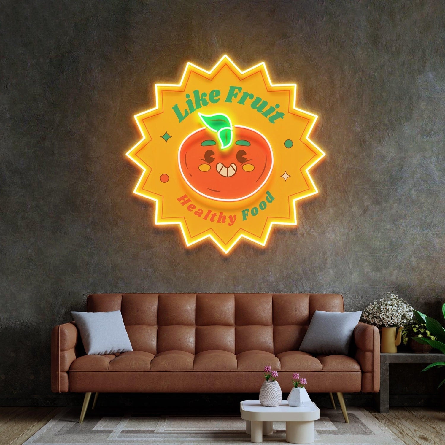 Vibrant Yellow-Orange-Green Like Fruit Uv Printed Led Neon Sign For Home Decor | Shineneon