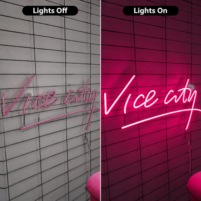 Vice City LED Neon Sign - 06 Day Night Comparison
