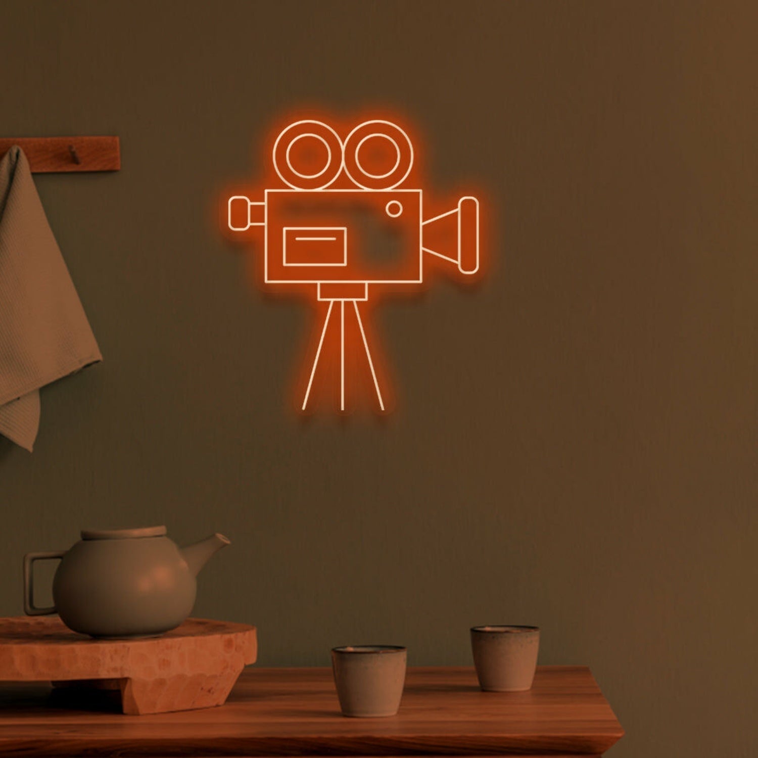 Video Camera Neon Spotlight On Cinematic Passion - Shineneon