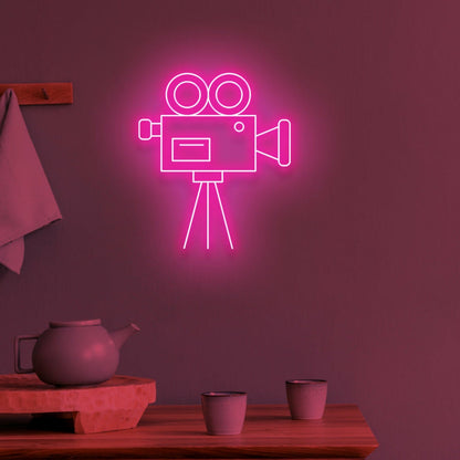 Video Camera Neon Spotlight On Cinematic Passion - Shineneon