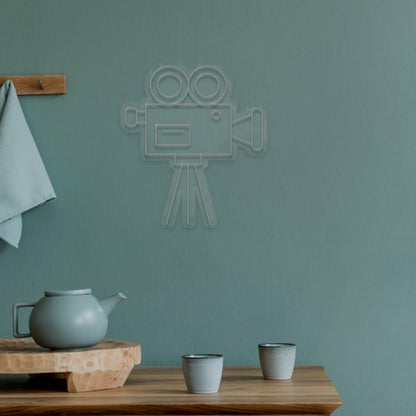 Video Camera Neon Spotlight On Cinematic Passion - Shineneon