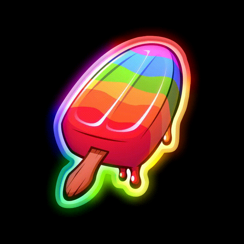 Video Game Popsicle Rainbow Snack Food Led Neon Sign Rgb Color - LED neon sign close-up detail